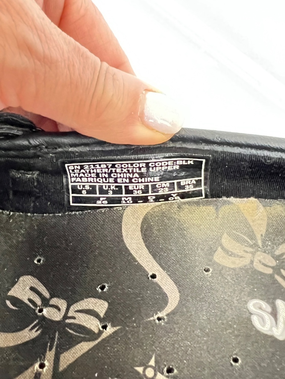 Skechers Biker Slip on Mary Jane Black Sparkle Canvas Size 6 - Picture 8 of 11
